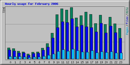 Hourly usage for February 2006